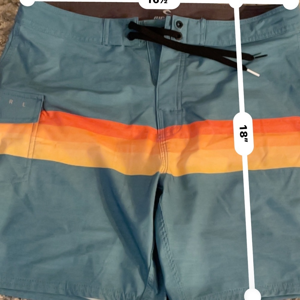 Rip Curl Men’s Boardshorts Size 32 Teal Sunset Stripe (New Without Tags) - Picture 4 of 7